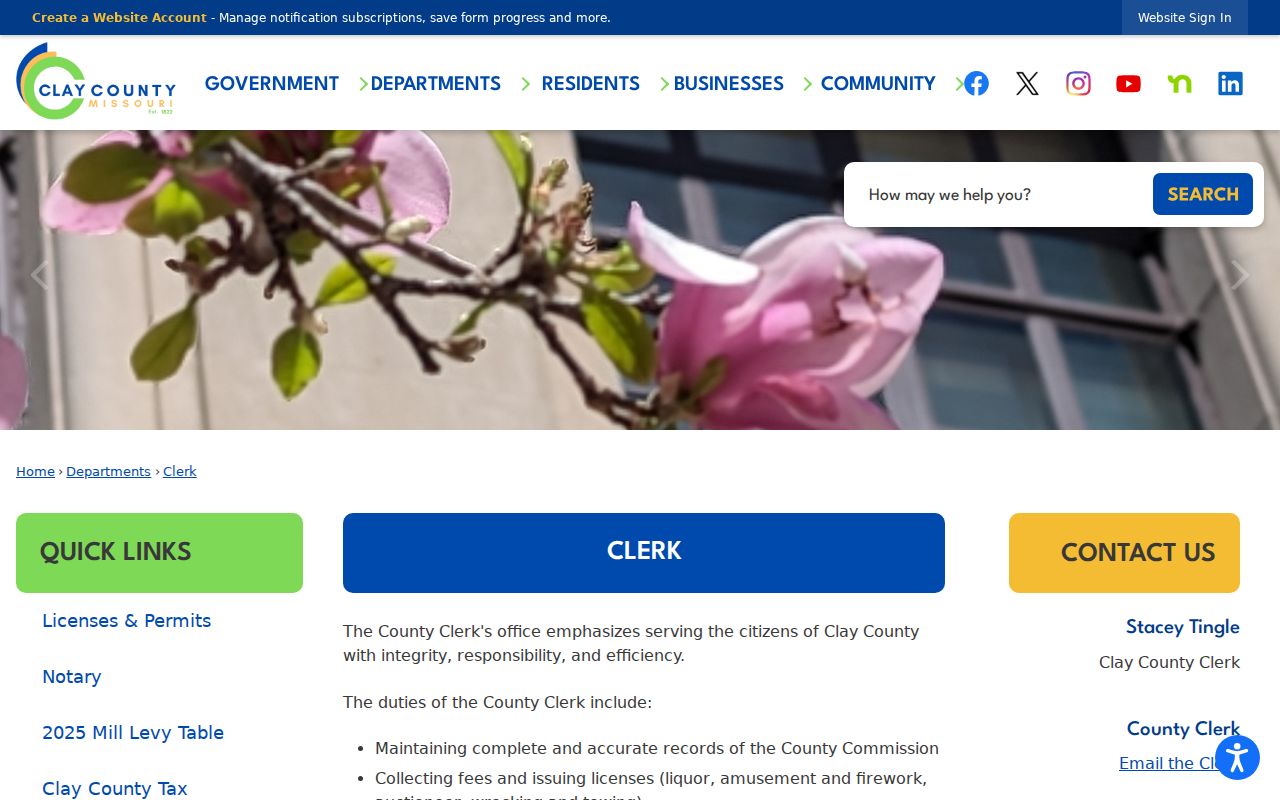 Clay County residents directory county clerk records office