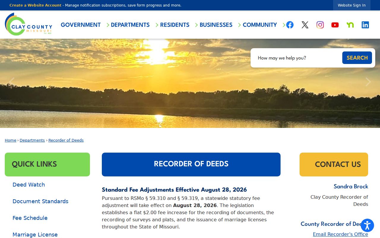 Clay County residents directory recorder of deeds office