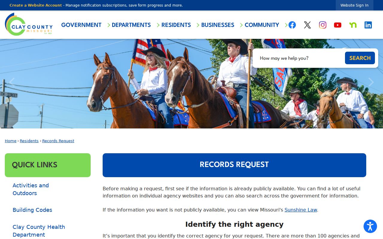 Clay County residents directory public records request portal
