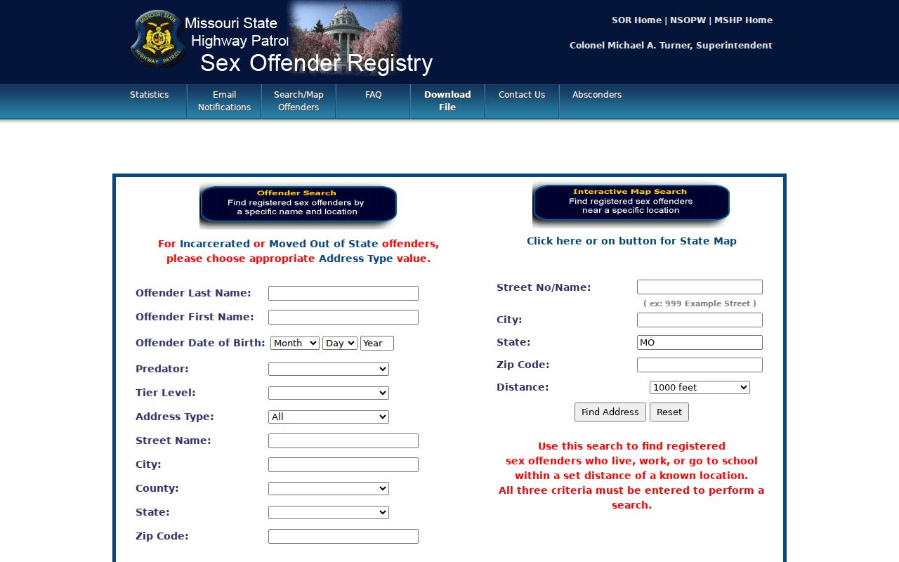 Clay County resident lookup Missouri offender registry criteria