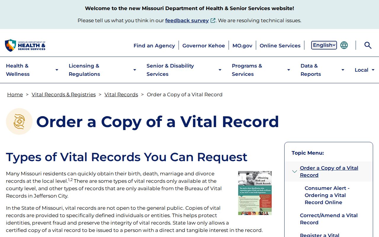 Clay County resident lookup Missouri vital record application instructions