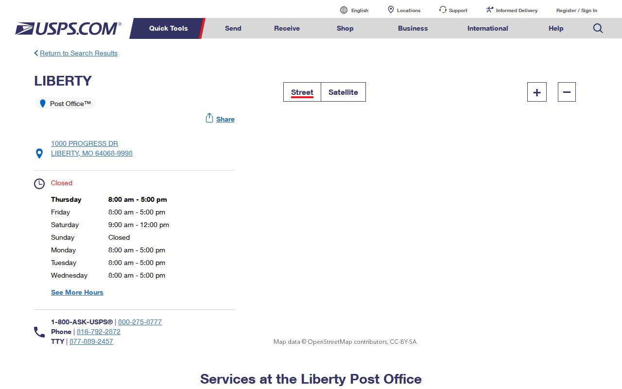 Clay County ZIP code directory Liberty Post Office for 64068